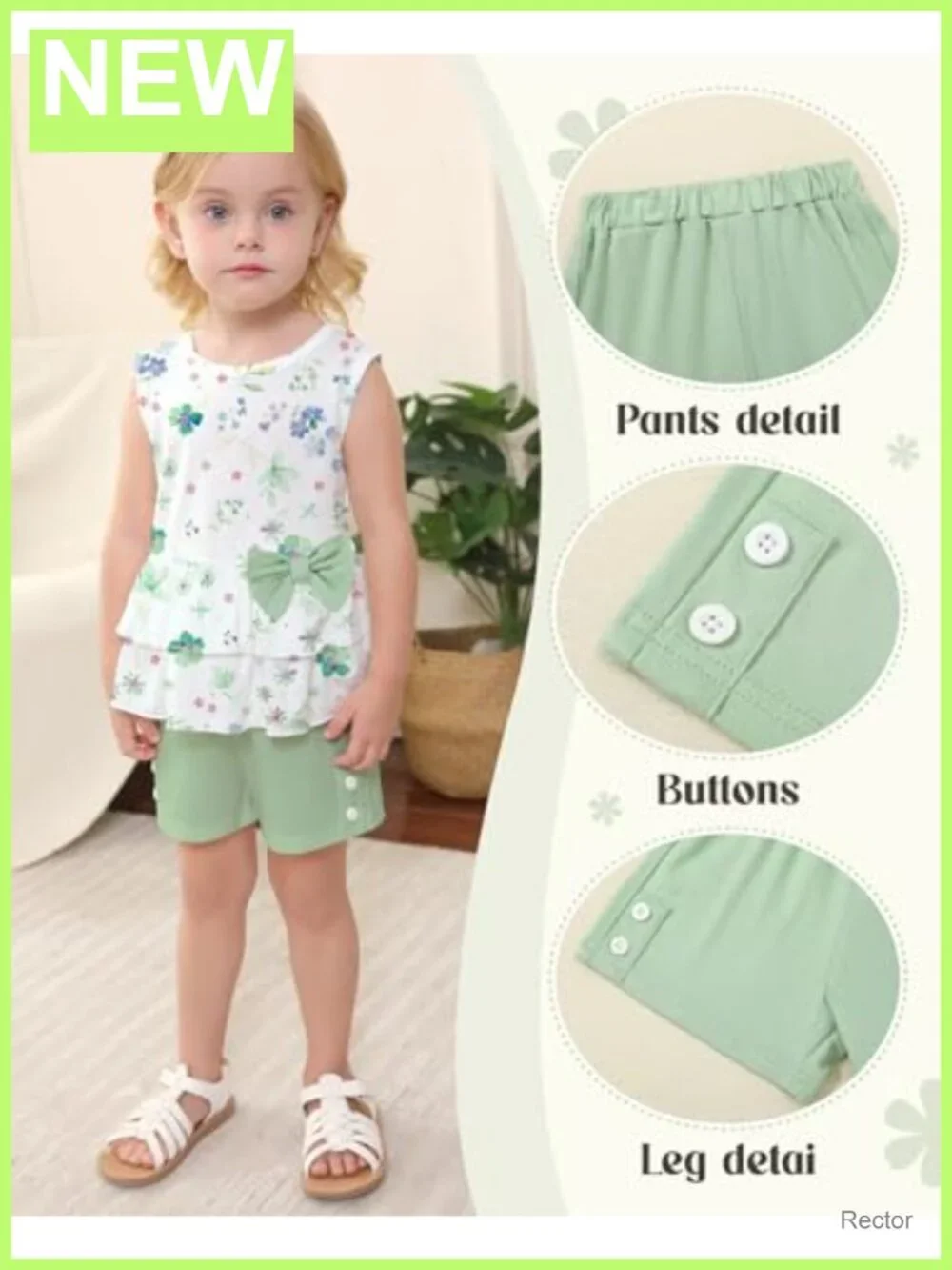Toddler Girl 2-Piece Outfit Set Sleeveless Tank Top & Shorts
